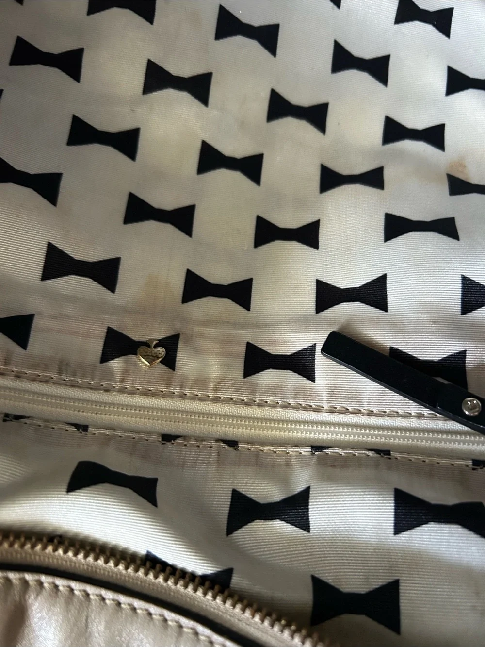 kate spade Taupe Satchel with Black Handles and Gold Hardware